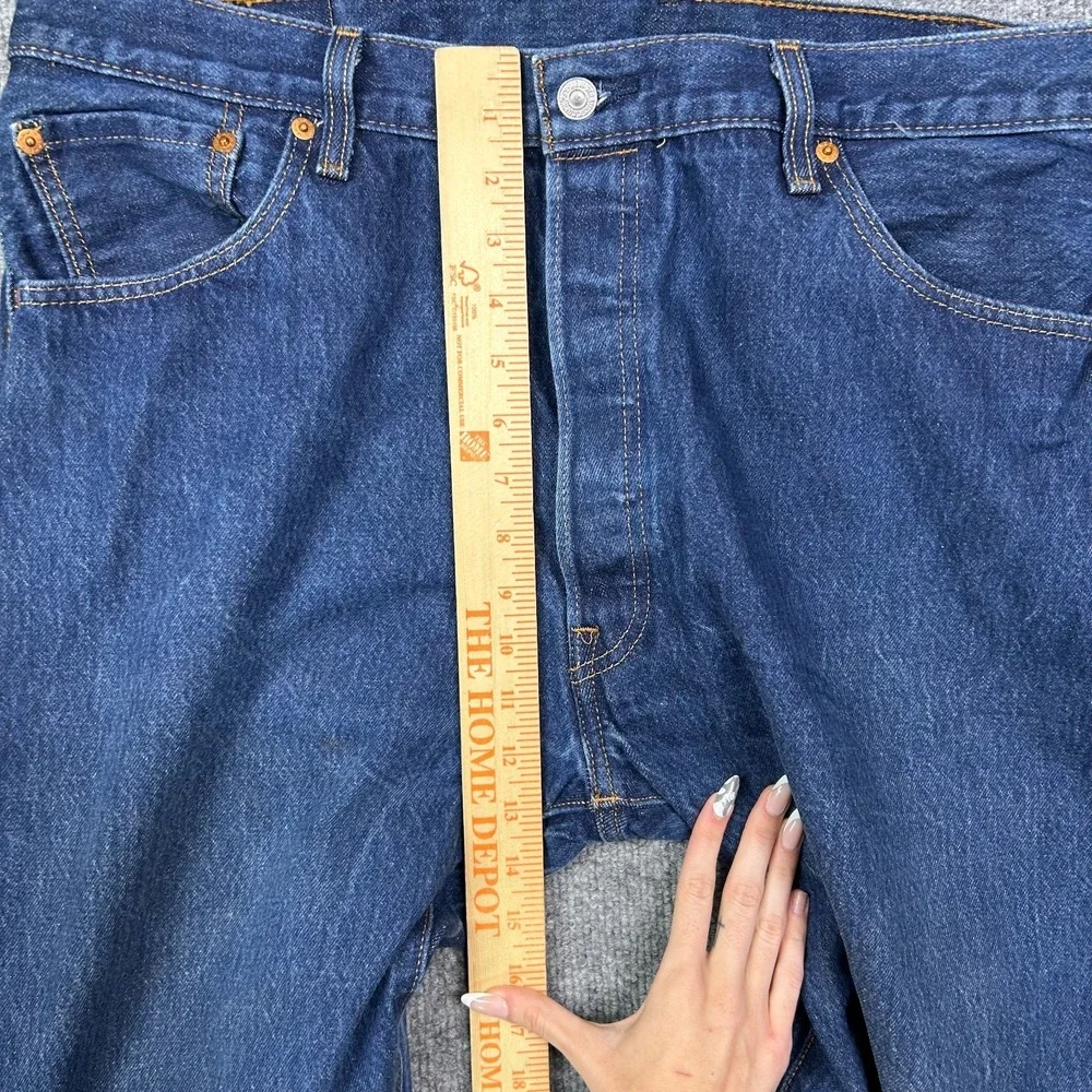 Levi's 501 Straight Jeans Mens Black Denim Pockets Classic Button Fly - 42X32